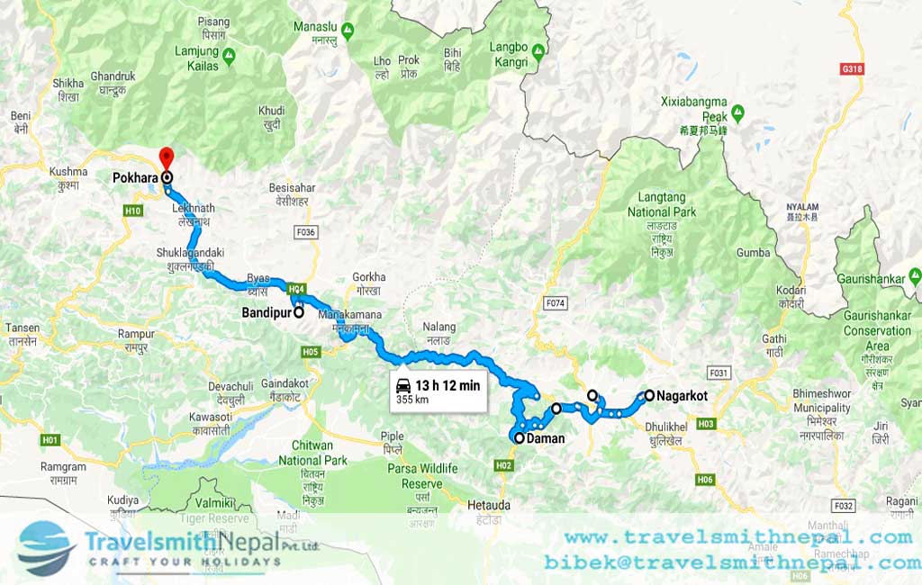 Nepal tour map